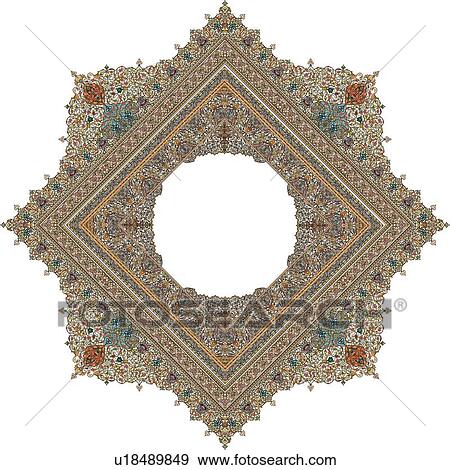 Brown, green, red and grey Arabesque frame View Large Clip Art Graphic Clip Art - Brown, green, red and grey Arabesque frame. Fotosearch