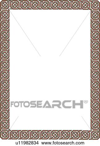 Clipart - Brown knotted arabesque Border. Fotosearch