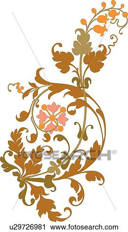 Brown Leaves with Pink and Orange Flowers View Large Clip Art Graphic Clipart - Brown Leaves with Pink and Orange Flowers. Fotosearch