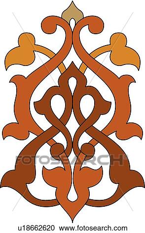 Brown, Orange and Gold Arabesque Design View Large Clip Art Graphic Clipart - Brown, Orange and Gold Arabesque Design. Fotosearch