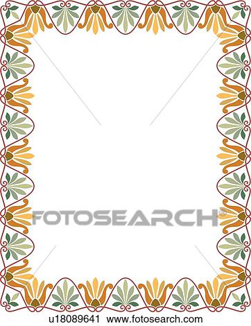 Brown, Orange and Green Baroque Border View Large Clip Art Graphic Clipart - Brown, Orange and Green Baroque Border. Fotosearch