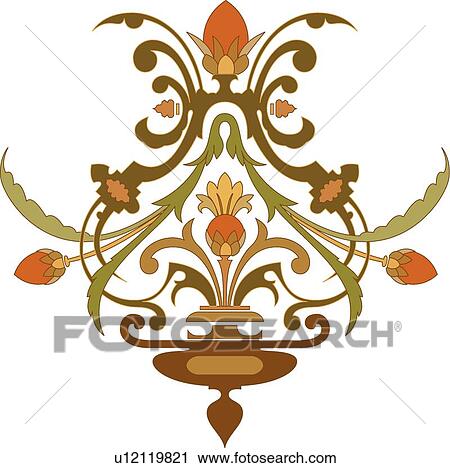 Brown, orange and green, plant Design Ornament View Large Clip Art Graphic Clipart - Brown, orange and green, plant Design Ornament. Fotosearch