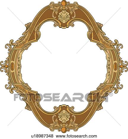 Clip Art - Brown Oval Ornate Frame. Fotosearch