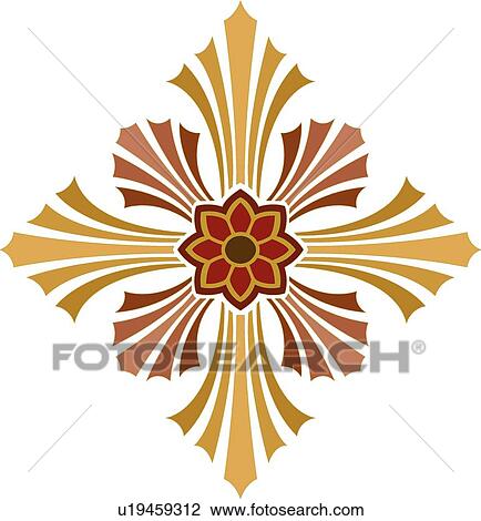 Clipart - Brown, red, and yellow flower Design Ornament. Fotosearch
