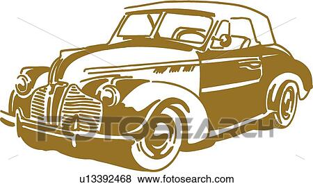 Brown Retro illustration of a classic car View Large Clip Art Graphic Clip Art - Brown Retro illustration of a classic car. Fotosearch