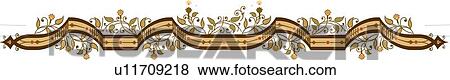 Brown ribbon with green leaf Design Ornament View Large Clip Art Graphic Clip Art - Brown ribbon with green leaf Design Ornament. Fotosearch