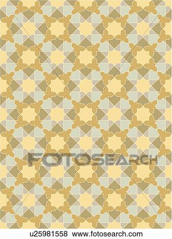 Clip Art - Brown star yellow quilt background pattern. Fotosearch
