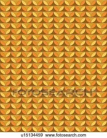 Clip Art - Brown, yellow and gold half circle leaf pattern Background. Fotosearch