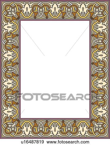 Brown, yellow and green arabesque Border View Large Clip Art Graphic Clip Art - Brown, yellow and green arabesque Border. Fotosearch