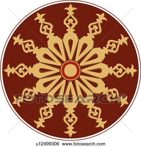 Burgundy and gold circular Design Ornament View Large Clip Art Graphic Clip Art - Burgundy and gold circular Design Ornament. Fotosearch