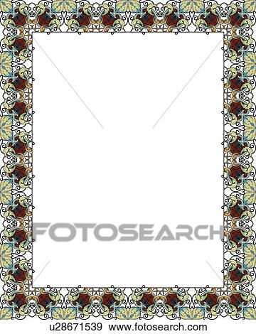 Burgundy and Green Baroque Border View Large Clip Art Graphic Clip Art - Burgundy and Green Baroque Border. Fotosearch