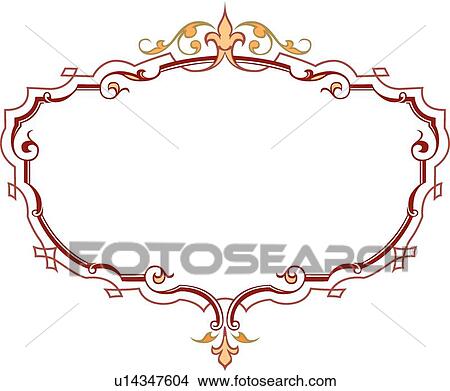 Clipart - Burgundy Thin Line Oval Frame. Fotosearch