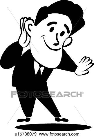 Businessman listening View Large Clip Art Graphic Clip Art - Businessman listening . Fotosearch