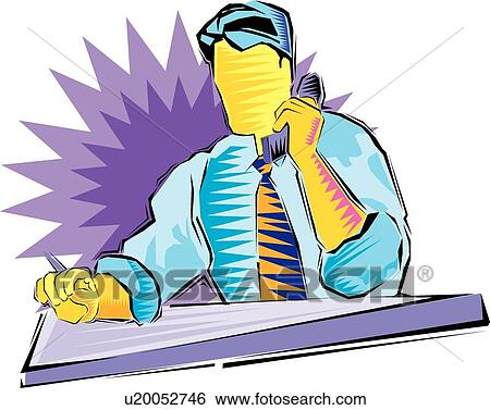 Clip Art - Businessman making a call . Fotosearch