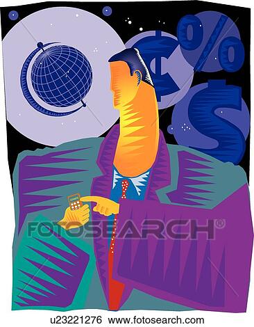 Clip Art - Businessman making a call . Fotosearch