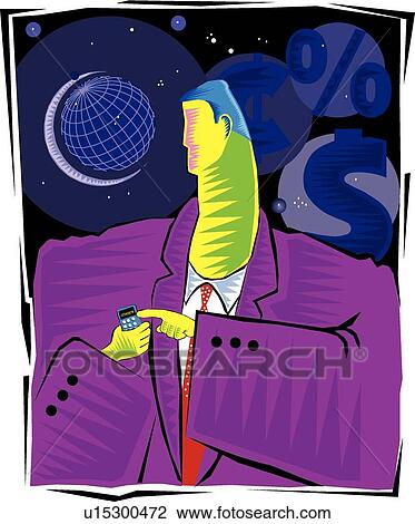 Clipart - Businessman making a call . Fotosearch