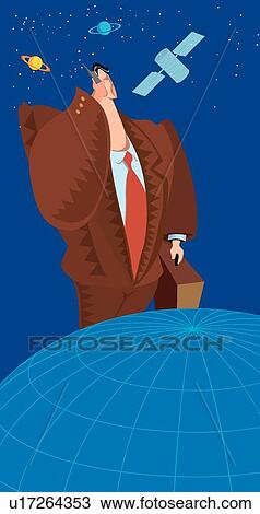 Clipart - Businessman on a cell phone . Fotosearch