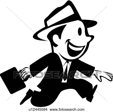 Clipart - Businessman running . Fotosearch