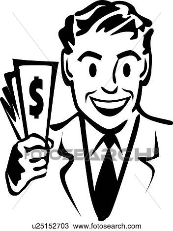 Clipart - Businessman with money . Fotosearch