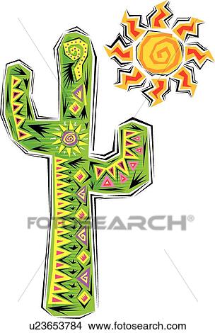 Cactus and Sun Clipart | u23653784 | Fotosearch