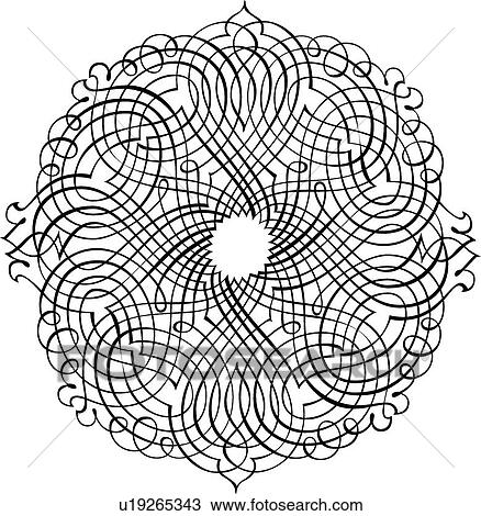 Clipart - Calligraphic Design crisscross circle. Fotosearch