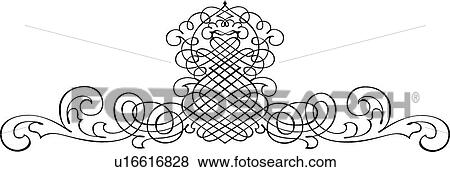 Clip Art - Calligraphic Design Header. Fotosearch