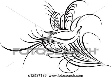 Calligraphic Design of a bird chirping on a branch View Large Clip Art Graphic Clip Art - Calligraphic Design of a bird chirping on a branch. Fotosearch