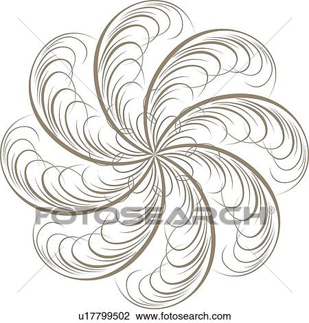 Clipart - Calligraphic Design of a circle of eight gold feathers. Fotosearch