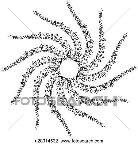 Clipart - Calligraphic Design of a circle with twelve patterned lines . Fotosearch