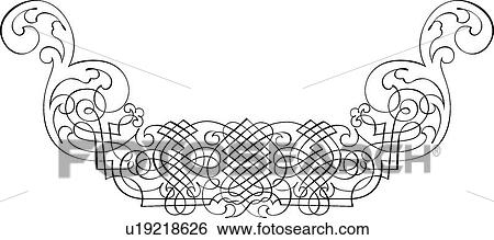 Clip Art - Calligraphic Design of a decorative rule. Fotosearch