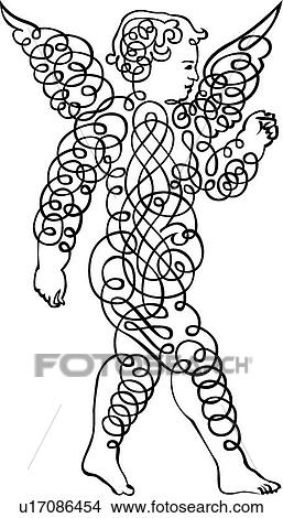 Calligraphic Design of a fairy walking View Large Clip Art Graphic Clipart - Calligraphic Design of a fairy walking. Fotosearch