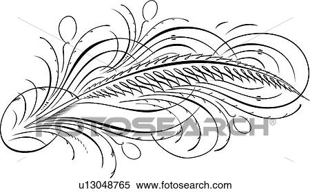 Calligraphic Design of a feather pen and swirls View Large Clip Art Graphic Clipart - Calligraphic Design of a feather pen and swirls. Fotosearch