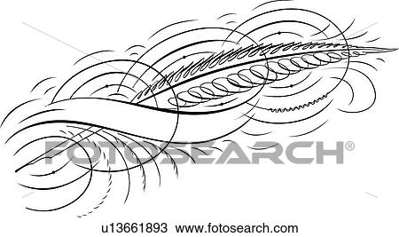 Calligraphic Design of a feather pen in a swirls View Large Clip Art Graphic Clipart - Calligraphic Design of a feather pen in a swirls. Fotosearch