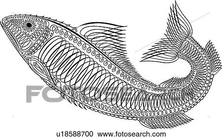 Calligraphic Design of a fish View Large Clip Art Graphic Clipart - Calligraphic Design of a fish. Fotosearch