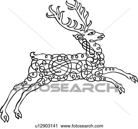 Calligraphic Design of a reindeer View Large Clip Art Graphic Clipart - Calligraphic Design of a reindeer. Fotosearch