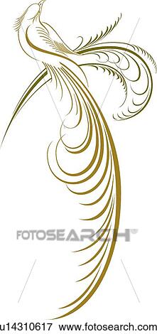 Calligraphic Design of a sitting bird with a long tail View Large Clip Art Graphic Clip Art - Calligraphic Design of a sitting bird with a long tail. Fotosearch