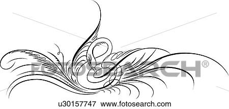 Clip Art - Calligraphic Design of a sleeping swan. Fotosearch