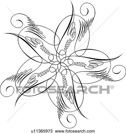 Clipart - Calligraphic Design of a star and wings. Fotosearch