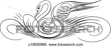Calligraphic Design of a swan View Large Clip Art Graphic Clipart - Calligraphic Design of a swan. Fotosearch