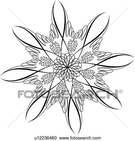 Calligraphic Design of a swirls in an eight point star pattern View Large Clip Art Graphic Clipart - Calligraphic Design of a swirls in an eight point star pattern. Fotosearch