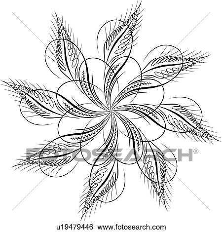 Clip Art - Calligraphic Design of an eight point feather star. Fotosearch