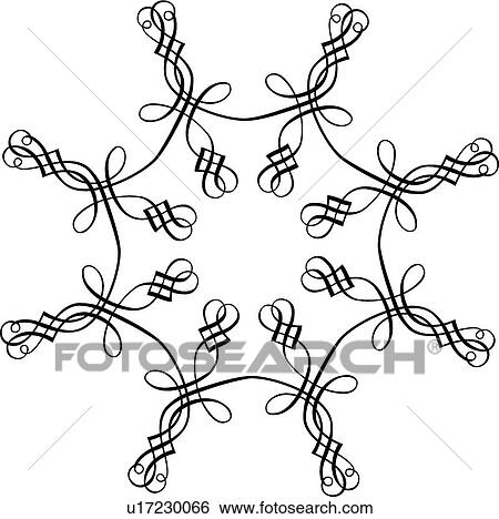 Clip Art - Calligraphic Design of an eight pointed snowflake. Fotosearch