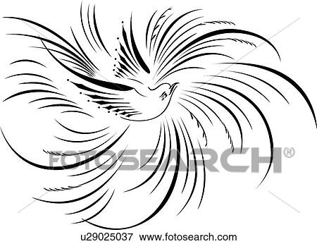 Clip Art - Calligraphic Design of bird flapping wings. Fotosearch