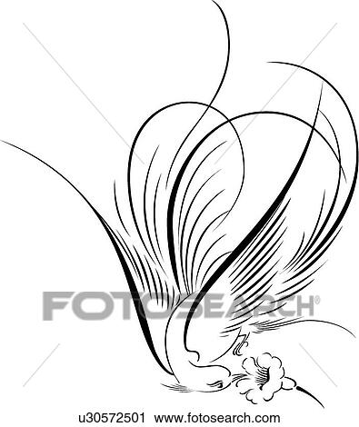 Calligraphic Design of bird flying to flower View Large Clip Art Graphic Clipart - Calligraphic Design of bird flying to flower. Fotosearch