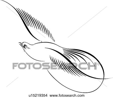 Calligraphic Design of bird flying with stick View Large Clip Art Graphic Clipart - Calligraphic Design of bird flying with stick. Fotosearch