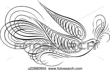 Calligraphic Design of bird flying with stick View Large Clip Art Graphic Clipart - Calligraphic Design of bird flying with stick. Fotosearch