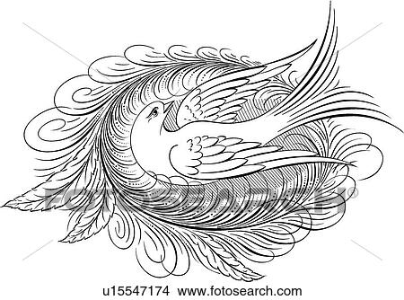 Calligraphic Design of bird in nest View Large Clip Art Graphic Clipart - Calligraphic Design of bird in nest. Fotosearch