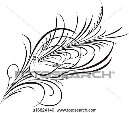 Calligraphic Design of bird sitting on branch View Large Clip Art Graphic Clipart - Calligraphic Design of bird sitting on branch. Fotosearch