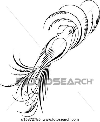 Clipart - Calligraphic Design of bird with sticks. Fotosearch