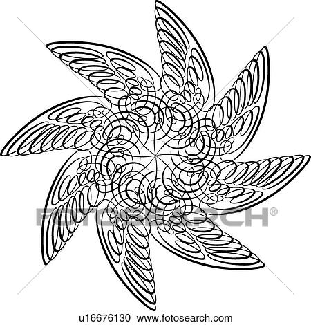 Clipart - Calligraphic Design of eight wings in a circle. Fotosearch